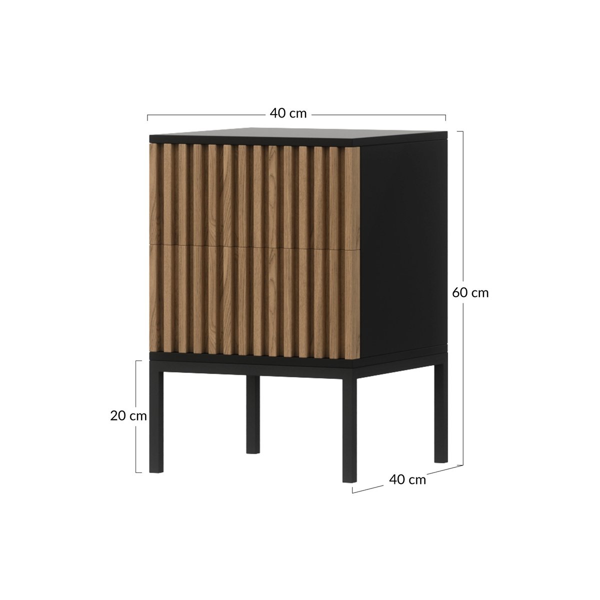 Table de chevet - SAVANNA bois / noir, BEST MOBILIER