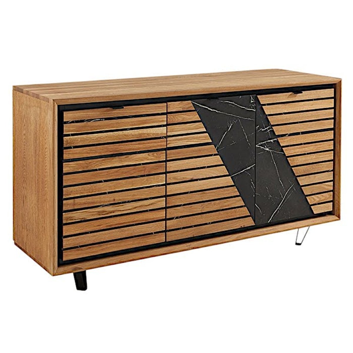 Buffet design en bois de chêne finition miel, 3 portes ESSEN chêne miel, PIER IMPORT