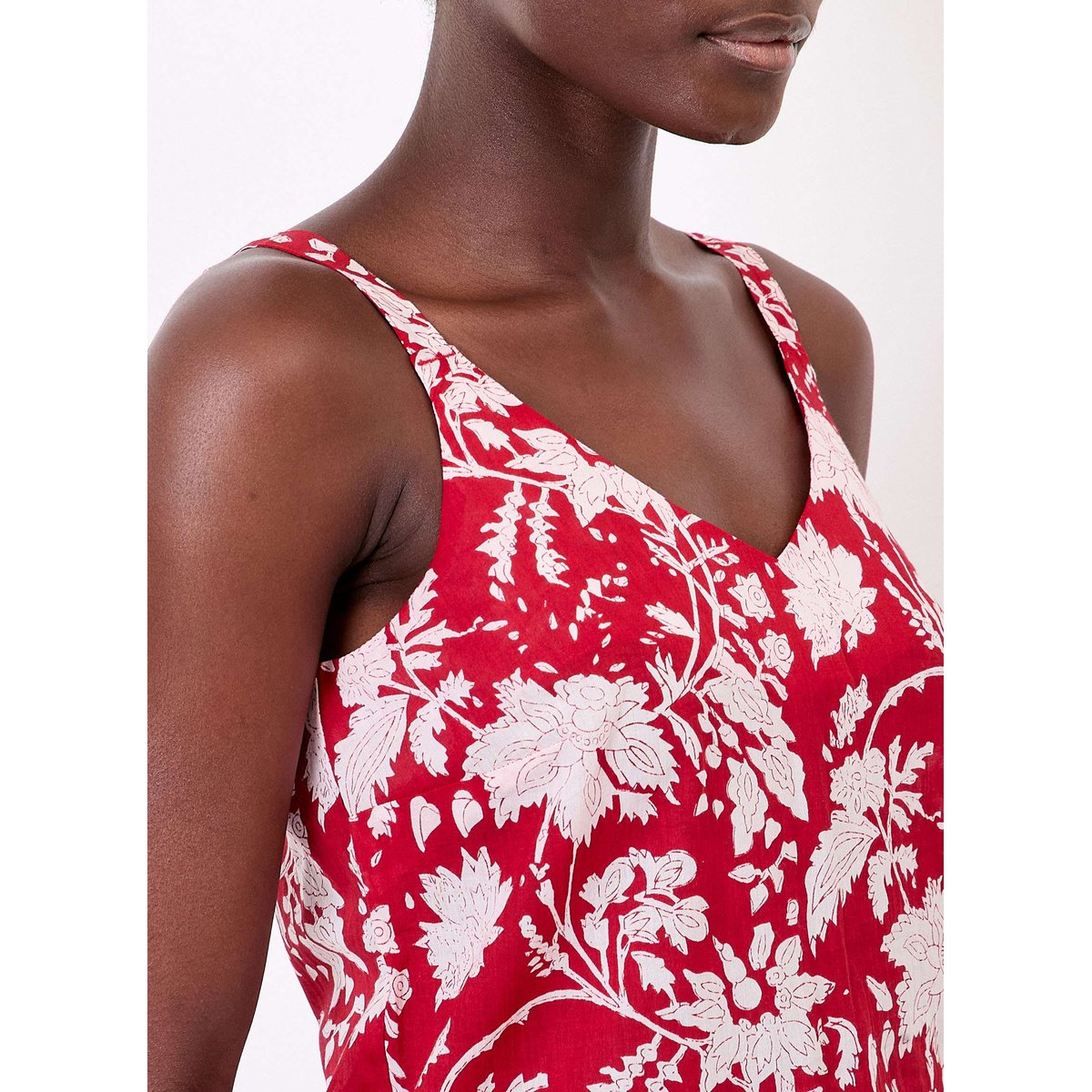 Débardeur imprimé voile de coton bio SIANA rouge siana, LA FIANCÉE