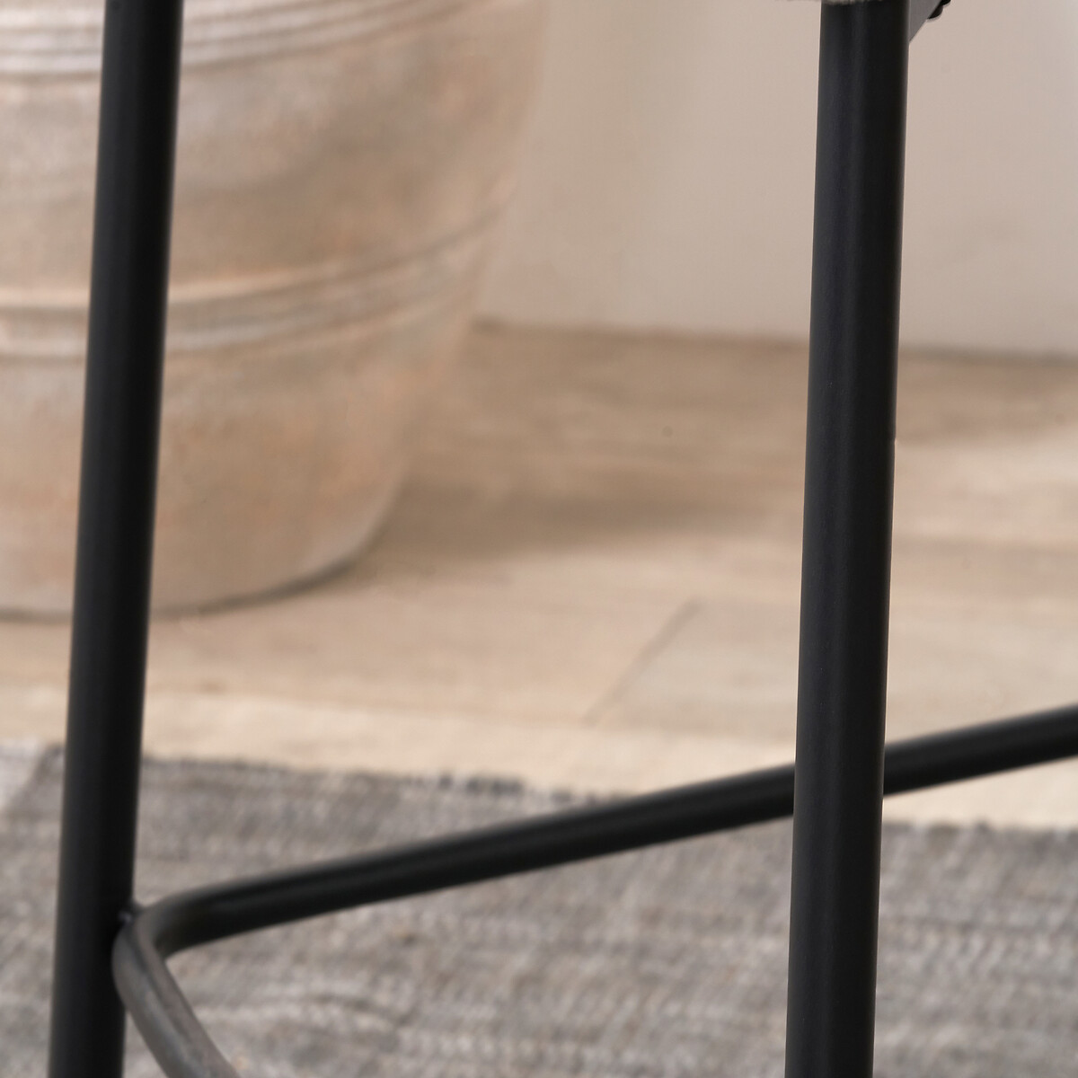 Elys Quilted Chenille & Metal Bar Stool dark grey, SO'HOME