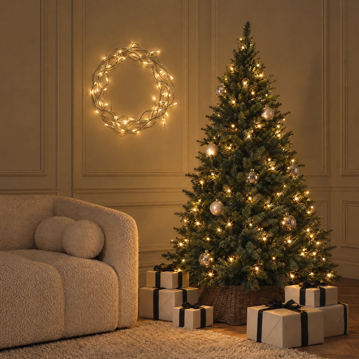 Sapin de noël à led décoratif artificiel H180 FLUFFY vert, SIA