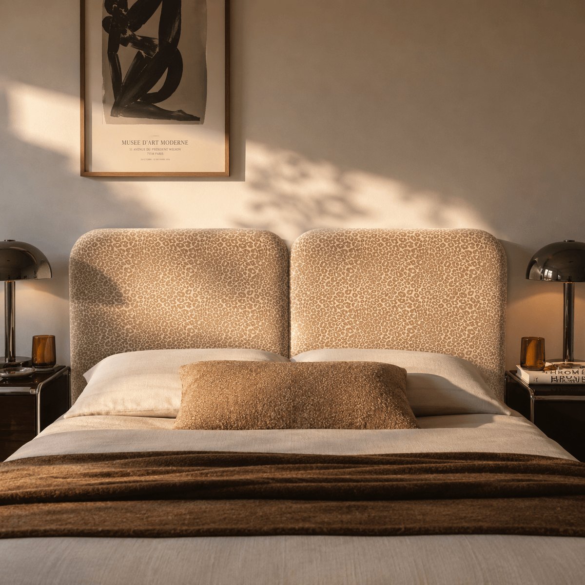 Tête de lit en tissu jacquard LOUISON beige, SORELH