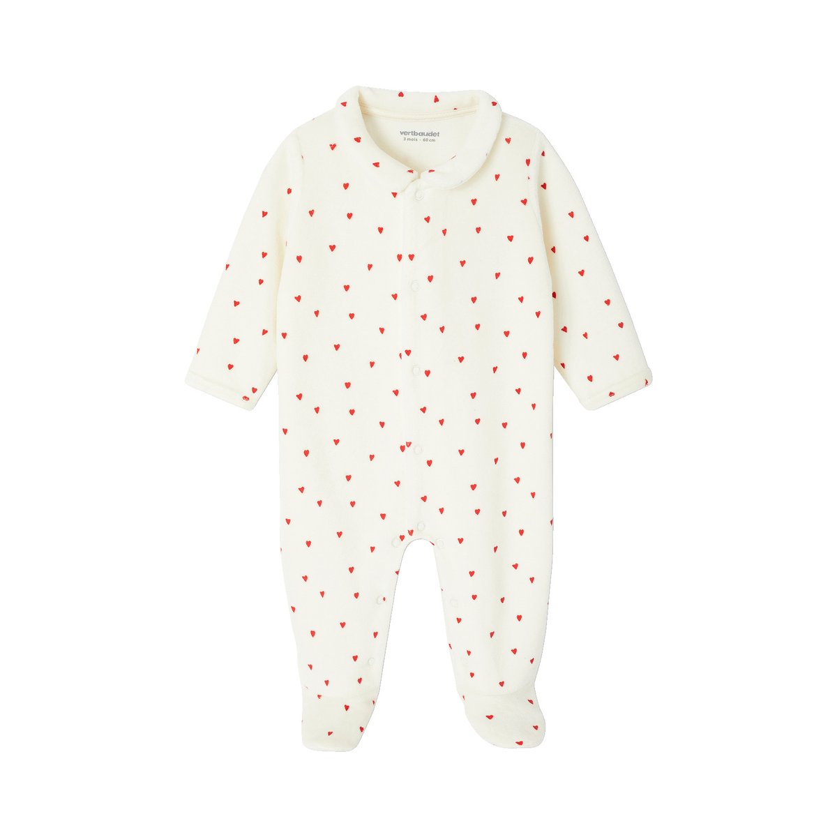 Lot de 3 dors-bien naissance "coeurs" en velours bleu nuit, VERTBAUDET