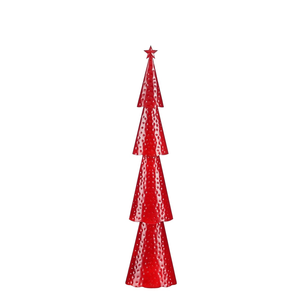 Sapin de Noël décoratif martelé H68 cm YOSHE rouge, MICA DECORATIONS