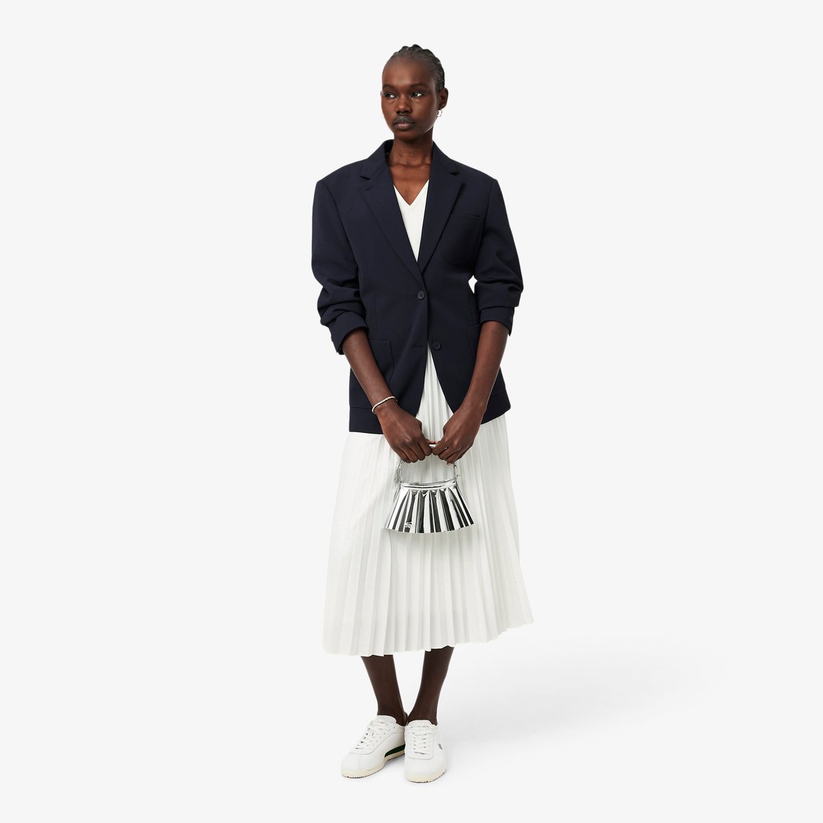 Robe longue plissée sans manches blanc-70v, LACOSTE