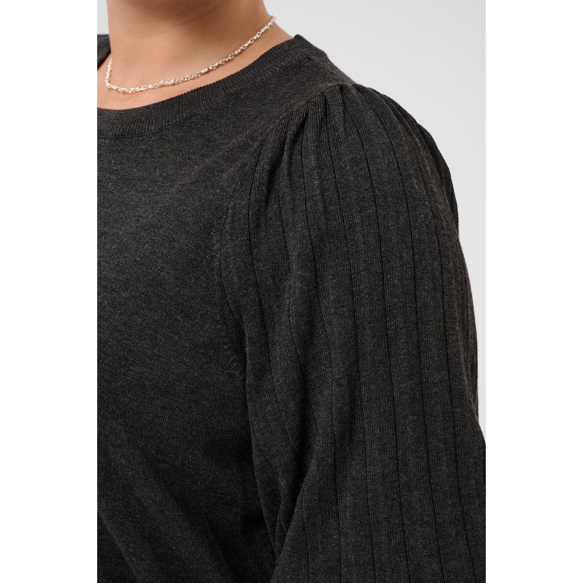 Pullover tricoté gris dark grey melange, KAFFE CURVE
