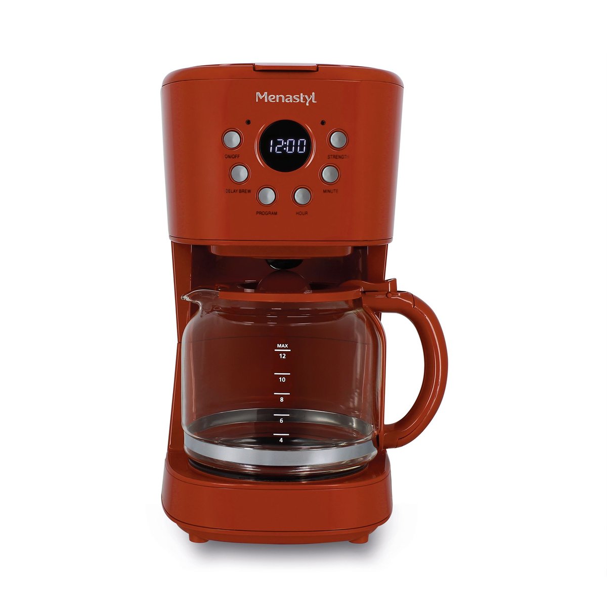 Cafetière filtre 1,5L 12 tasses, RETRO brique, MENASTYL