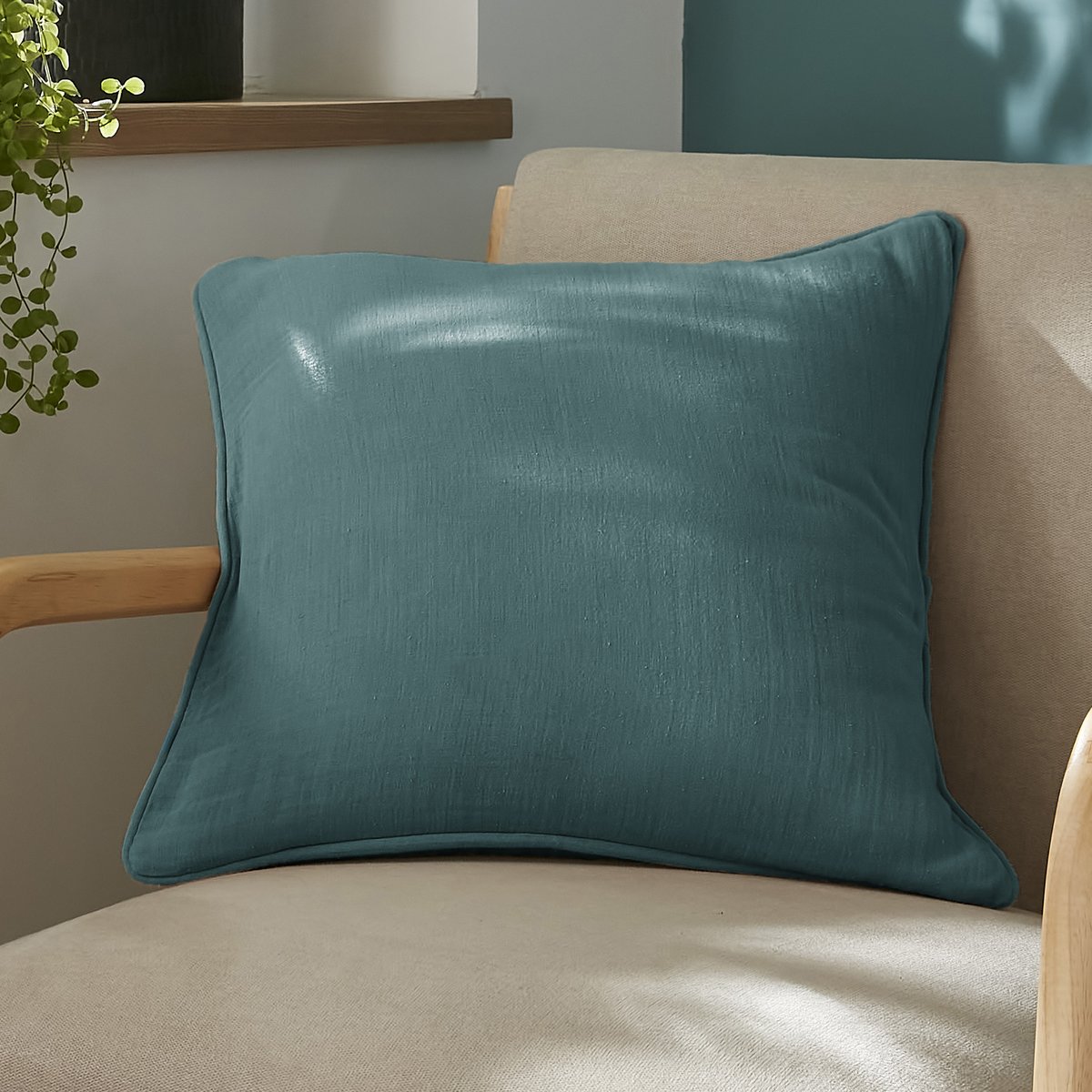 Coussin carré déhoussable 45x45 cm Gaze de Coton Terra Canard canard, EDEN