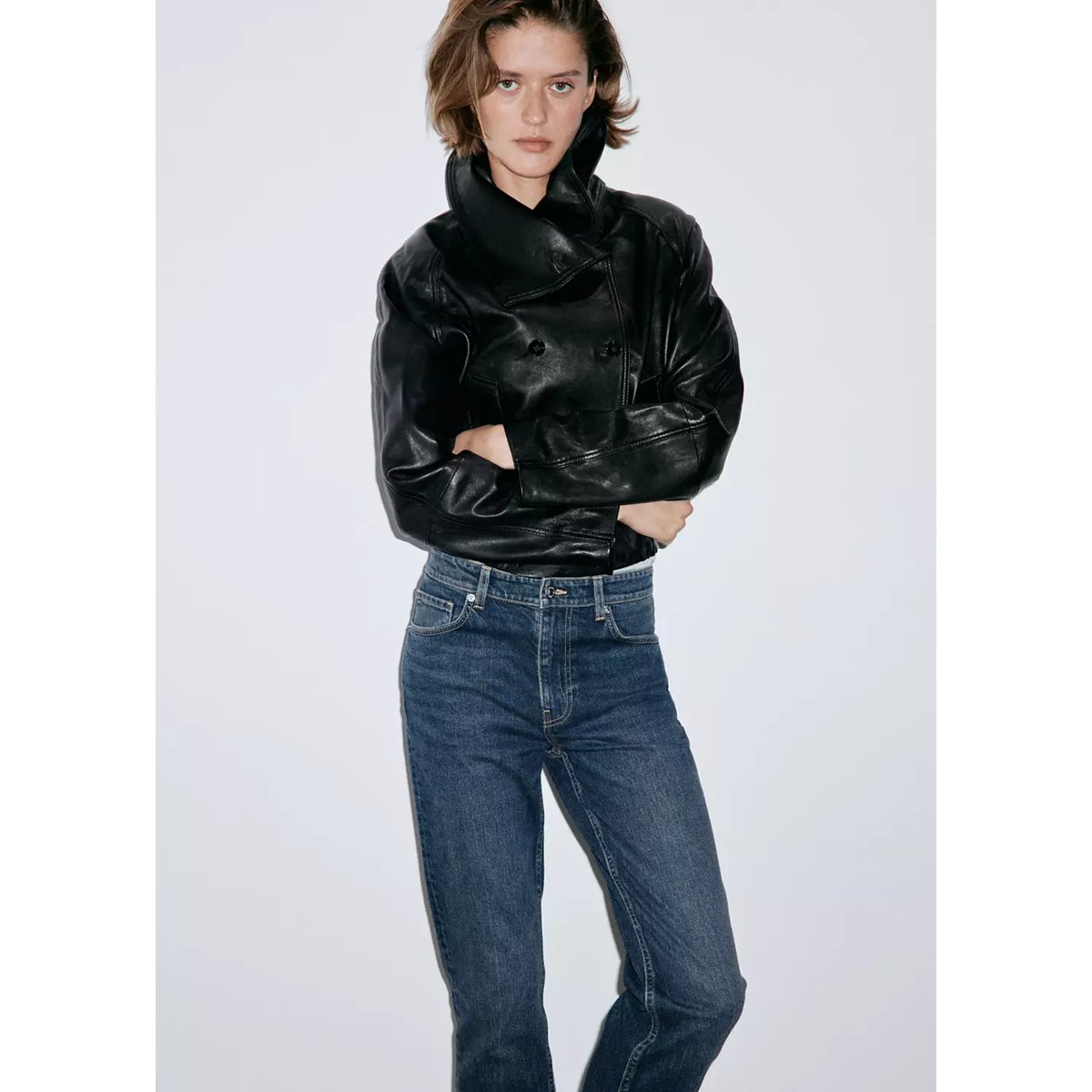 Jean slim taille haute bleu foncé, MANGO