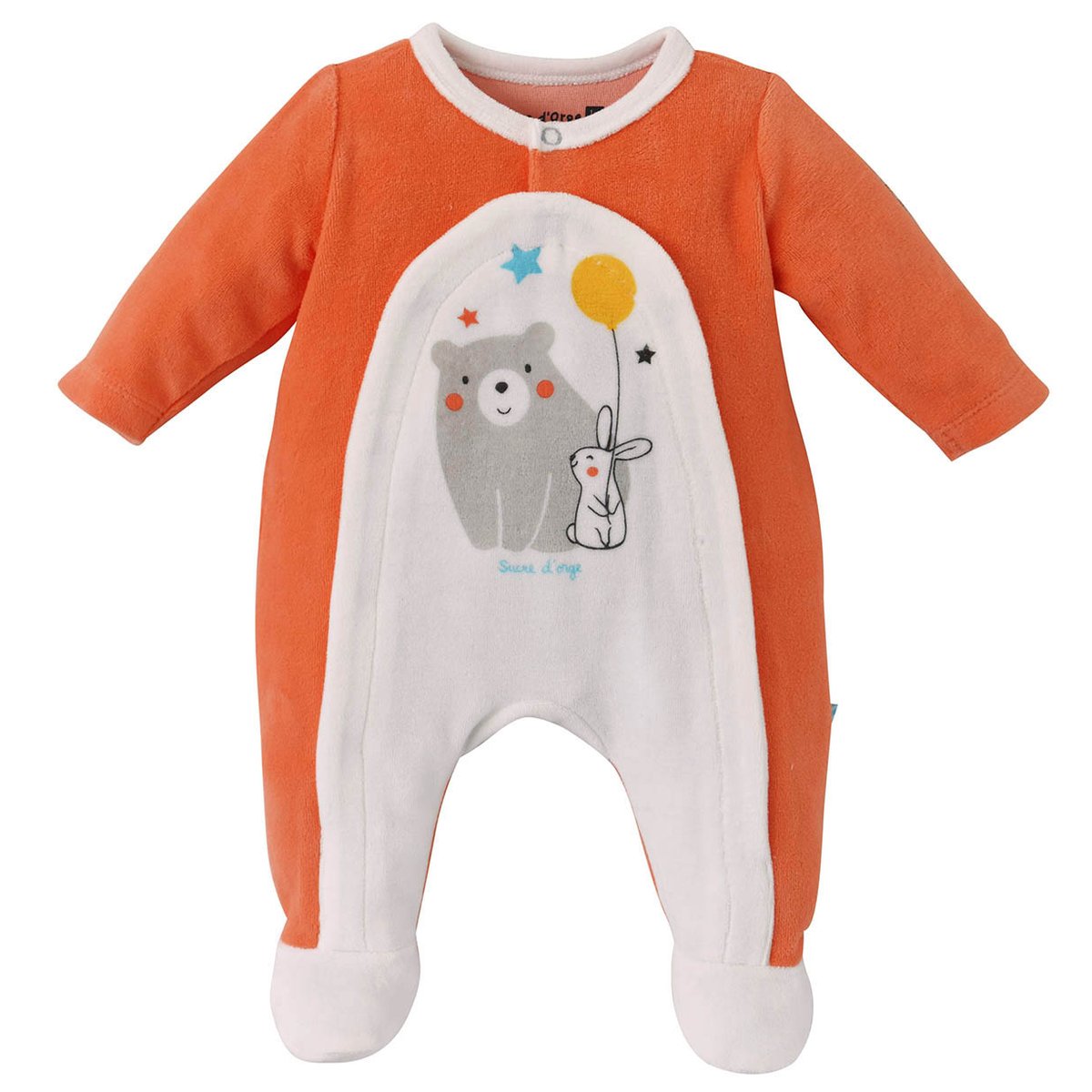 Pyjama grenouillere cocteau orange, SUCRE D'ORGE