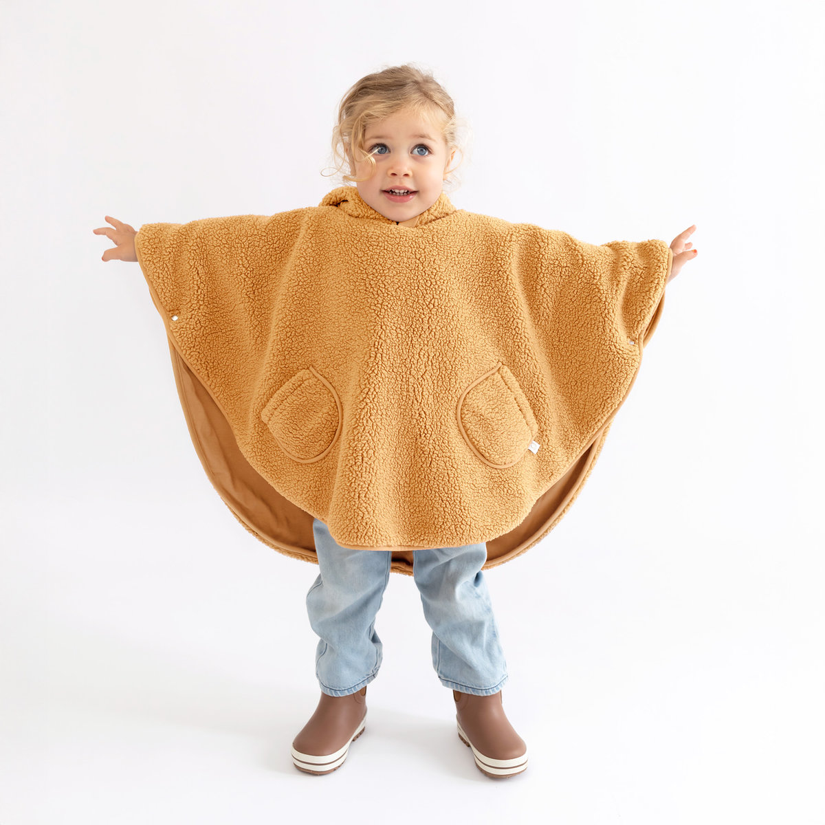 Poncho de voyage bébé pour siège auto - Teddy douillet ocre, BEMINI