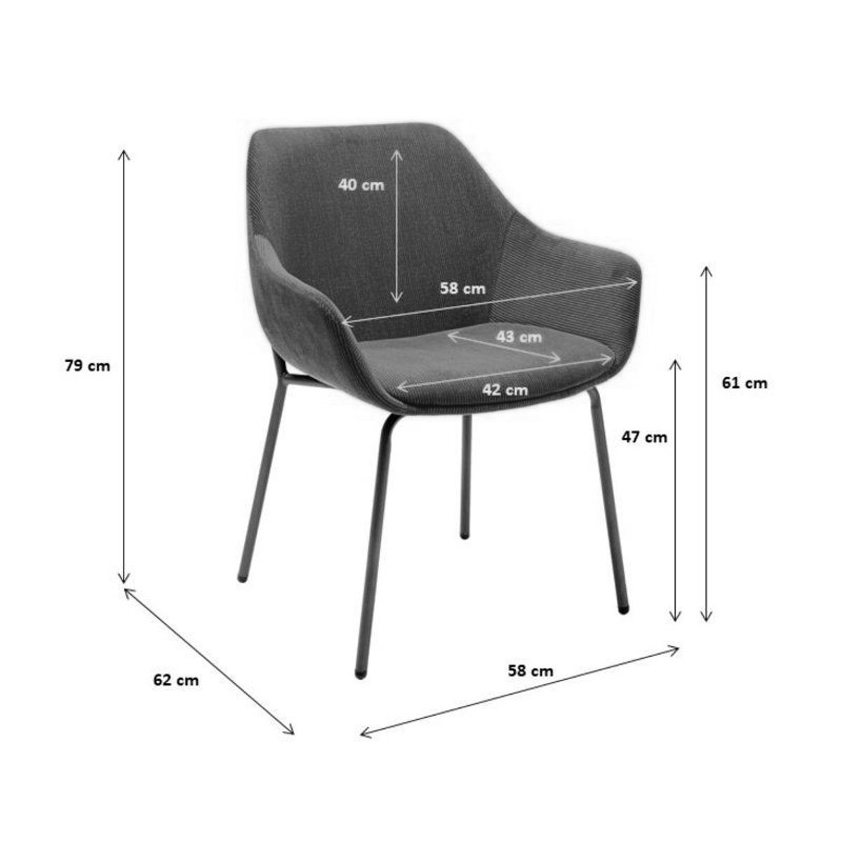 Chaise avec accoudoirs, AVIGNON vert, KARE DESIGN