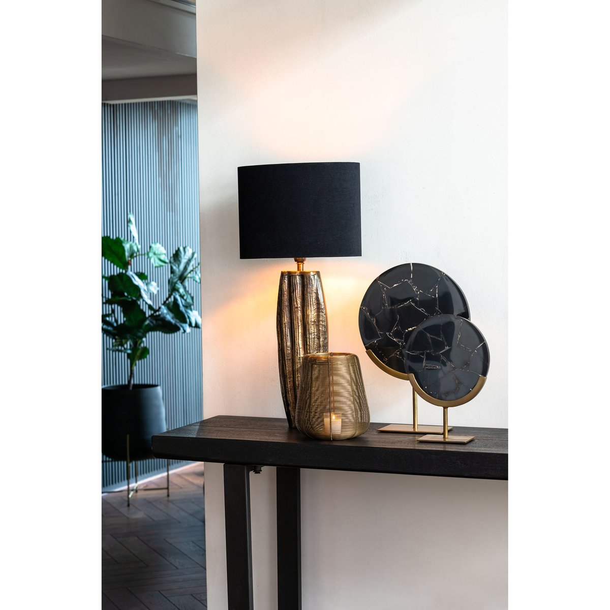 Abat-Jour Velours VELOURS noir, LIGHT & LIVING 
