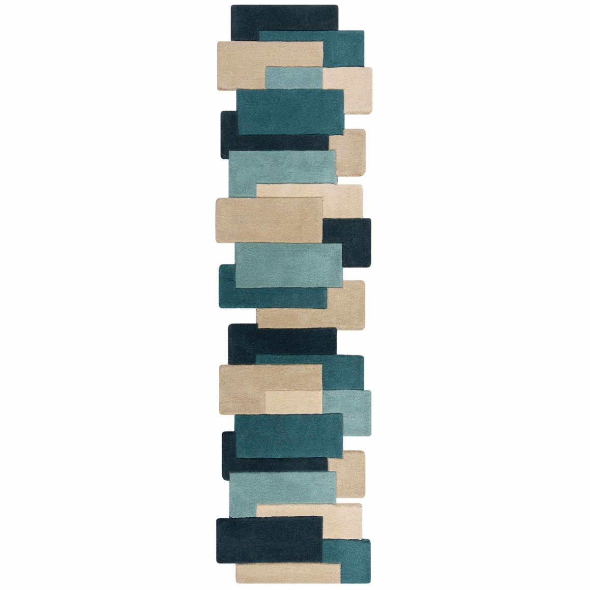 Tapis de couloir en laine COLLAGE bleu, FLAIR RUGS