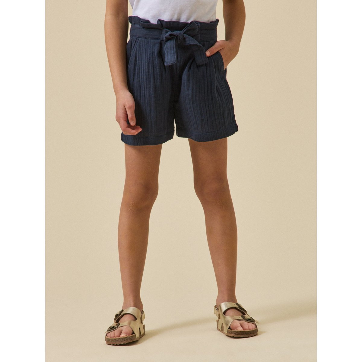 Short  en gaze de coton - Collection JUNIOR marine, CYRILLUS