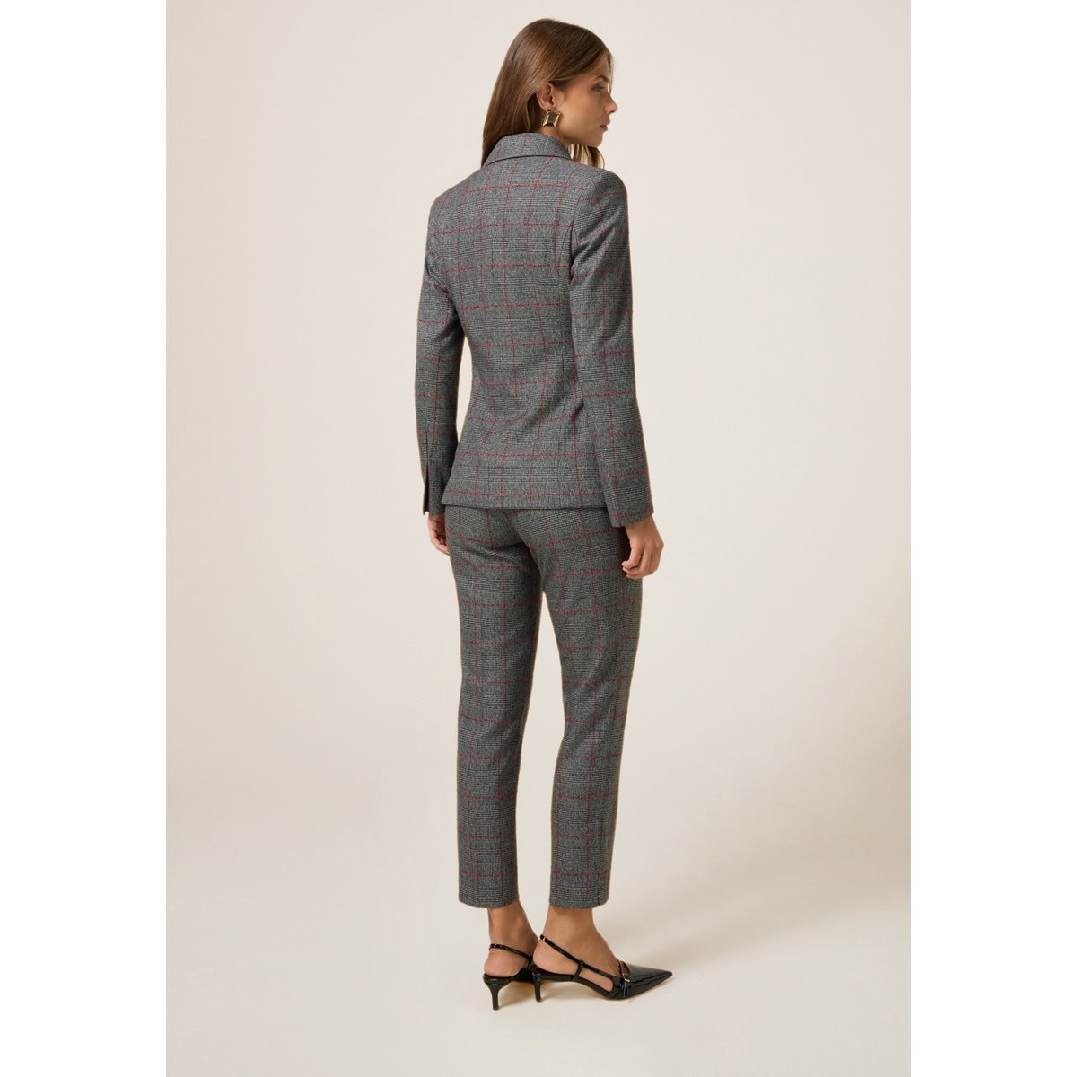 Blazer à carreaux avec broche gris, OLTRE