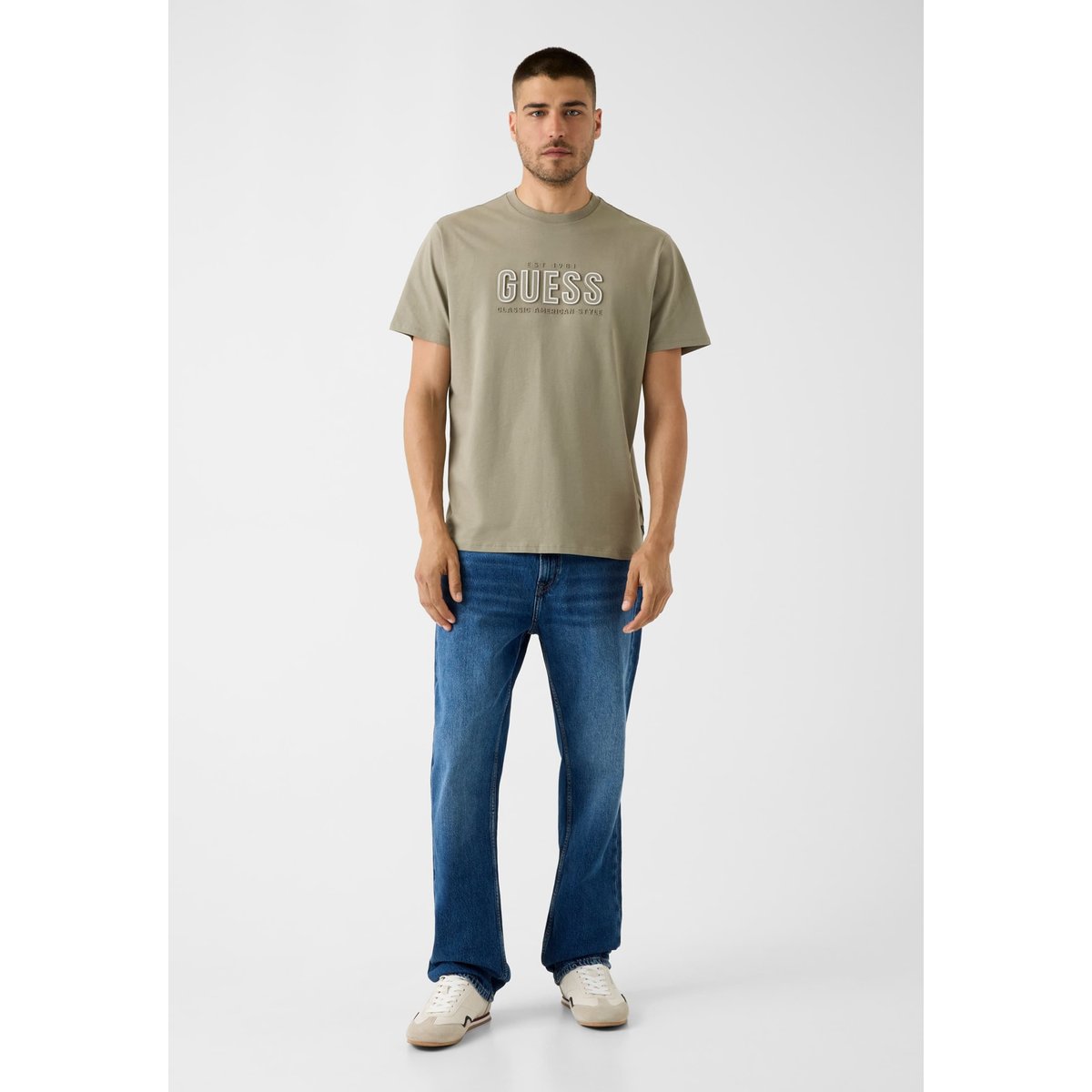 T-Shirt Logo Gaufré vert, GUESS