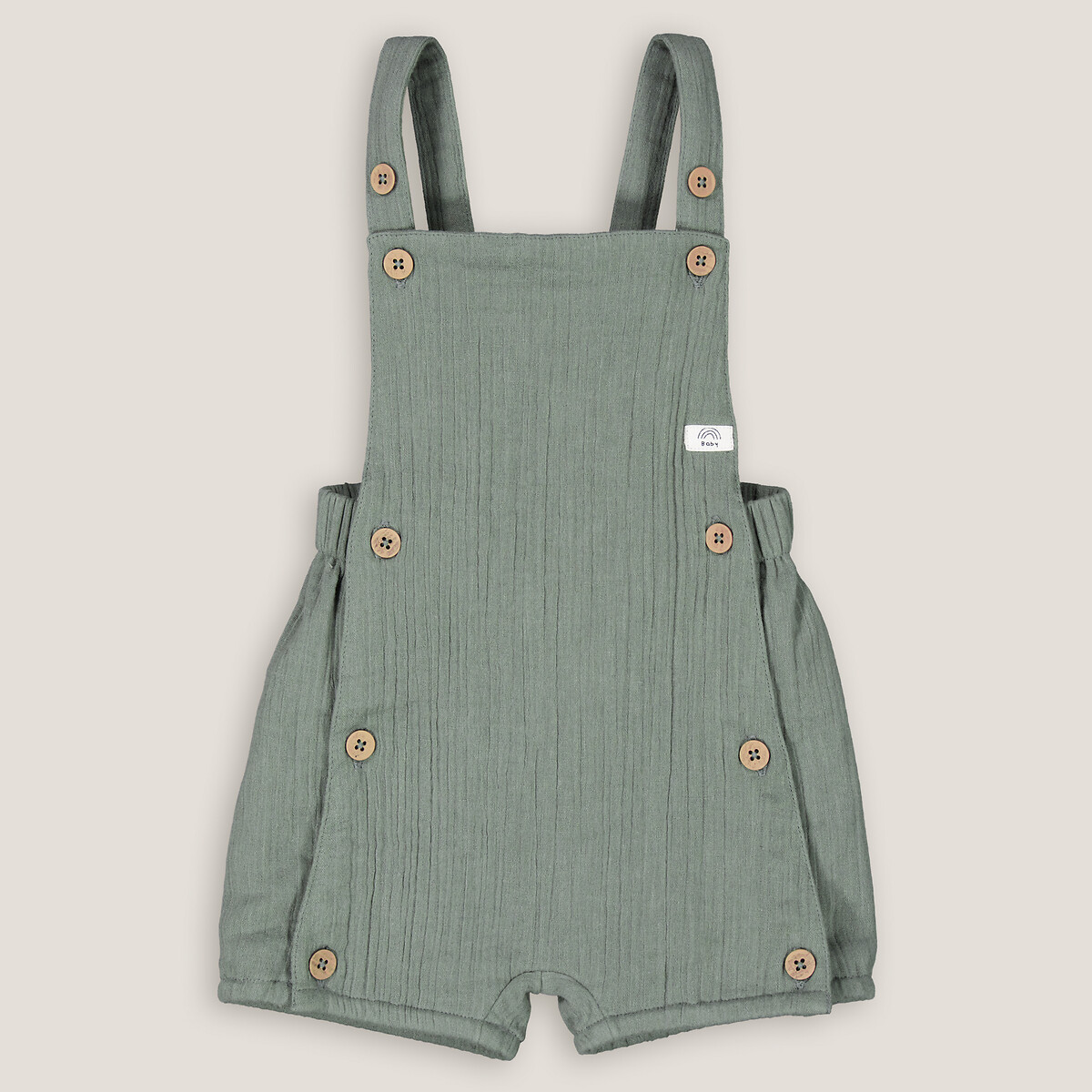 Peto corto de gasa de algodón verde oscuro, LA REDOUTE COLLECTIONS