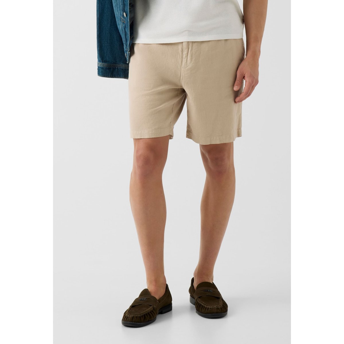 Shorts En Mélange De Lin beige multi, GUESS