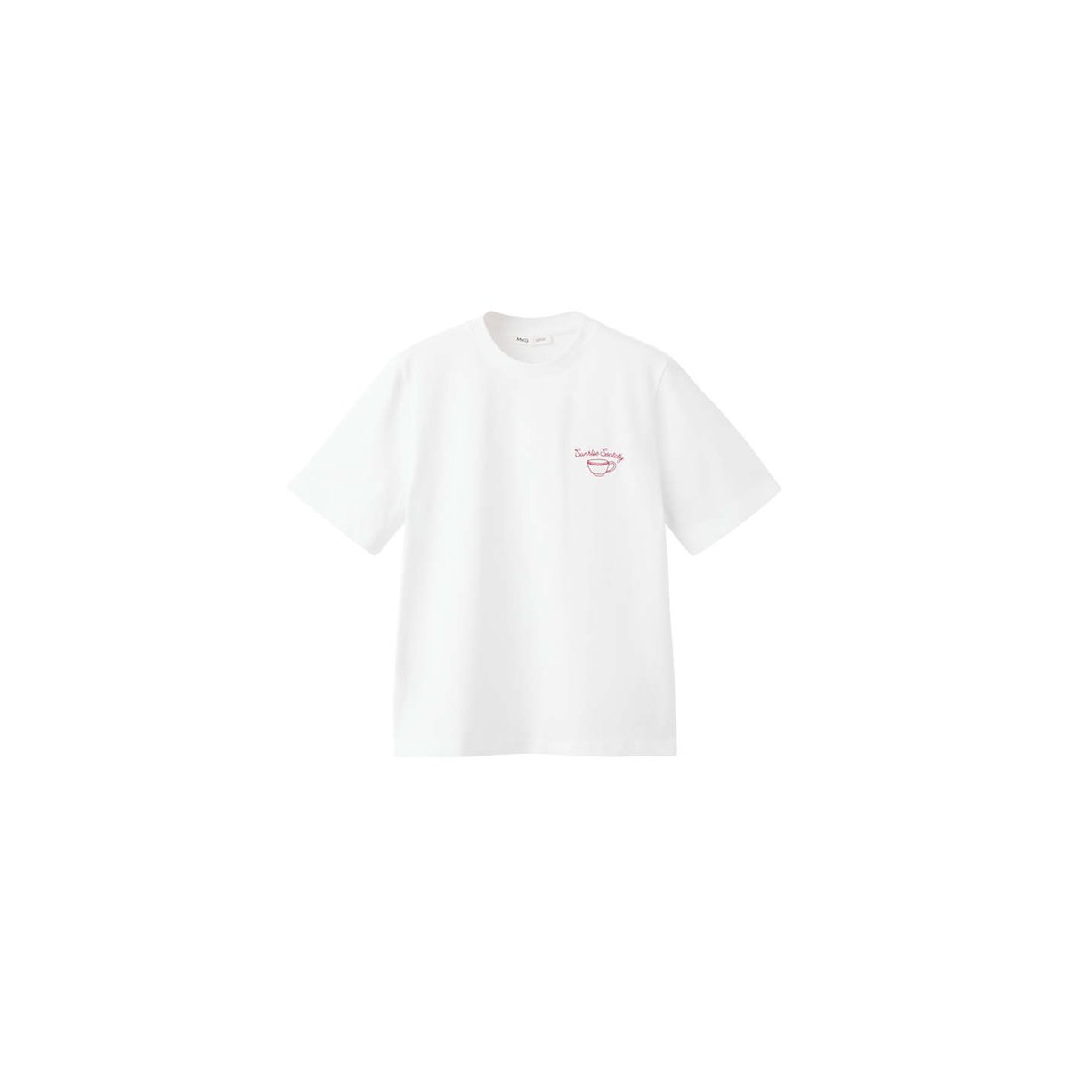 T-shirt en coton imprimé blanc, MANGO