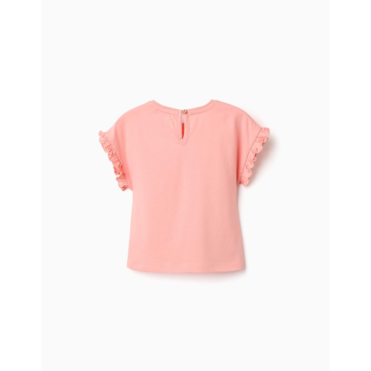T-shirt en coton avec imprimé Minnie et volants saumon, ZIPPY