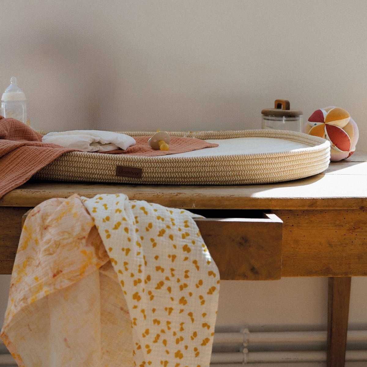 Panier à langer tressé beige, DOMIVA