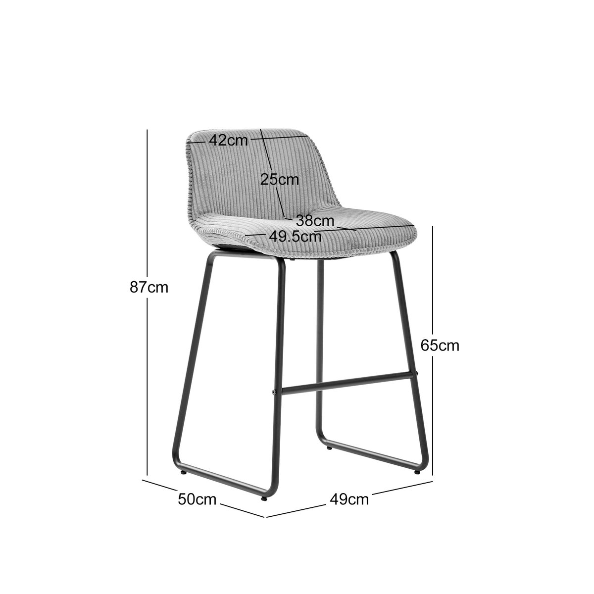 Lot de 2 tabourets de bar en métal CORIA gris, NORDLYS