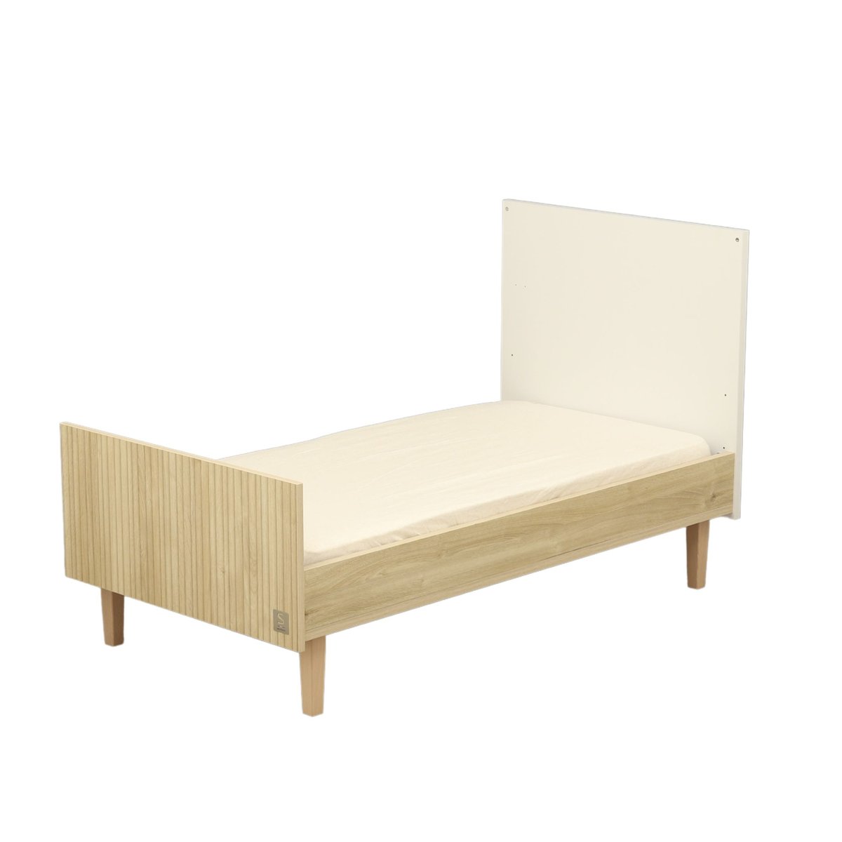 Lit évolutif sur pieds bois blanc/marron, SAUTHON