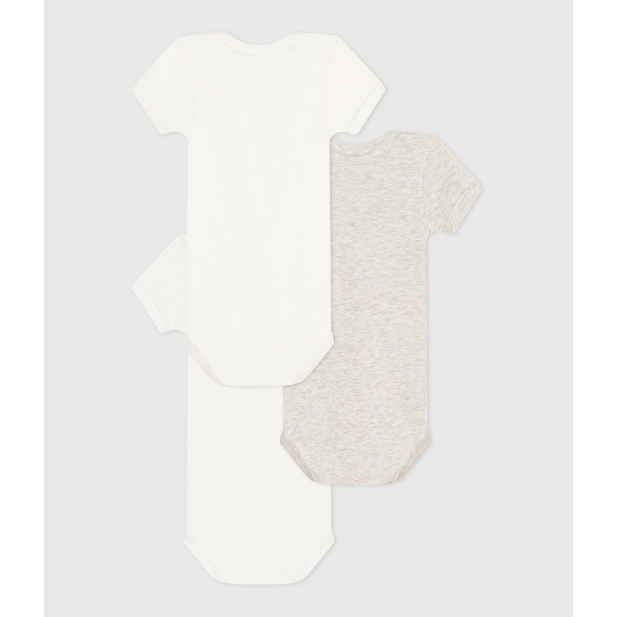 3er-Pack Kurzarmbodys weiss / beige, PETIT BATEAU