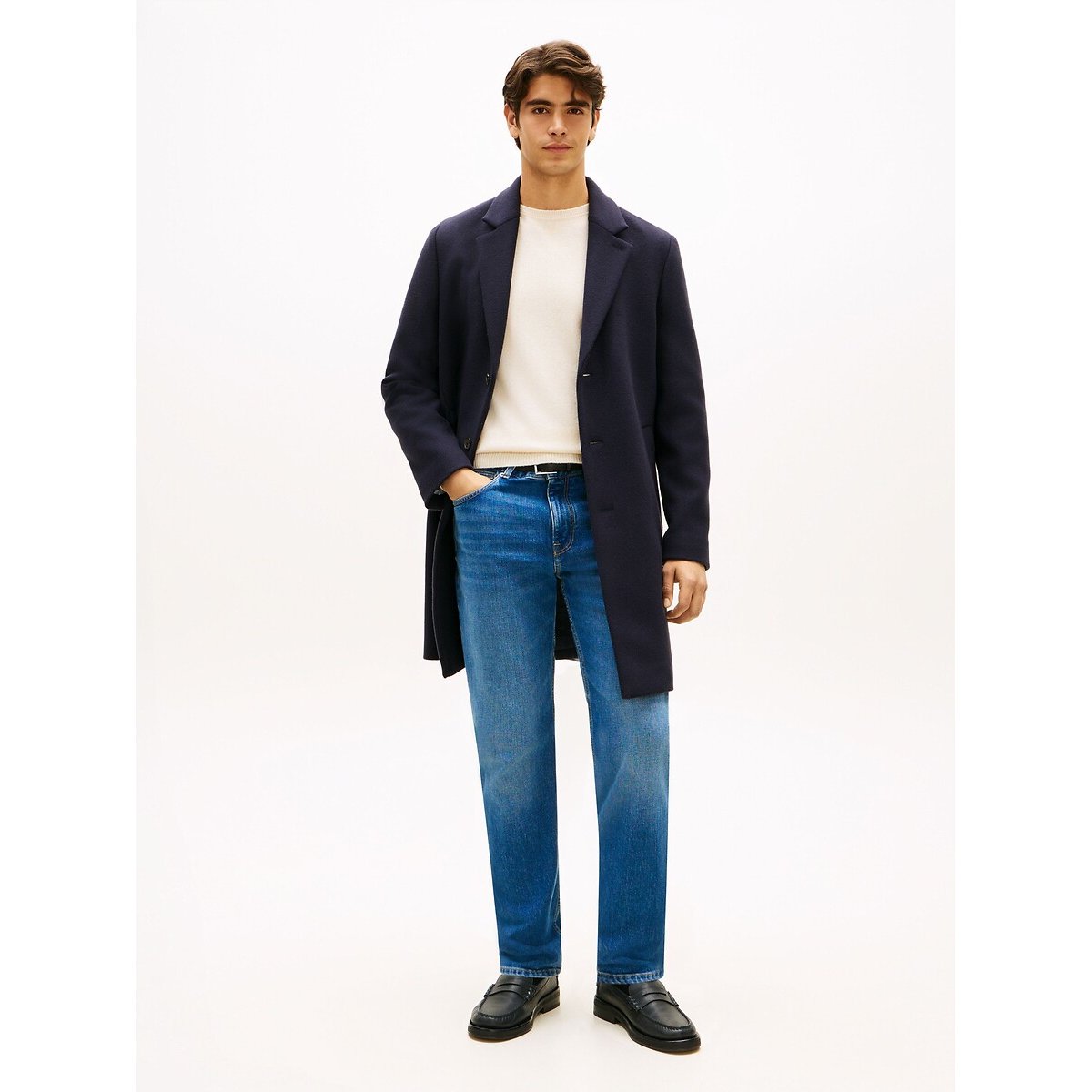 Caban en laine mélangée bleu marine, TOMMY HILFIGER