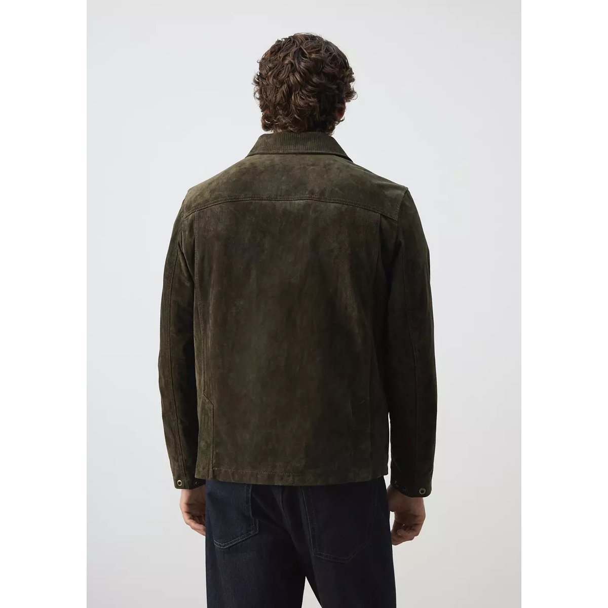 Veste 100 % cuir et daim vert foncé, MANGO MAN