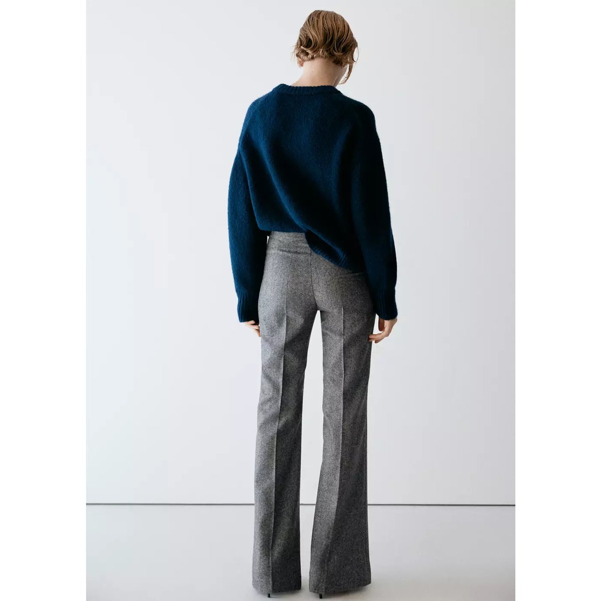 Pantalon de costume laine jaspée gris chiné moyen, MANGO