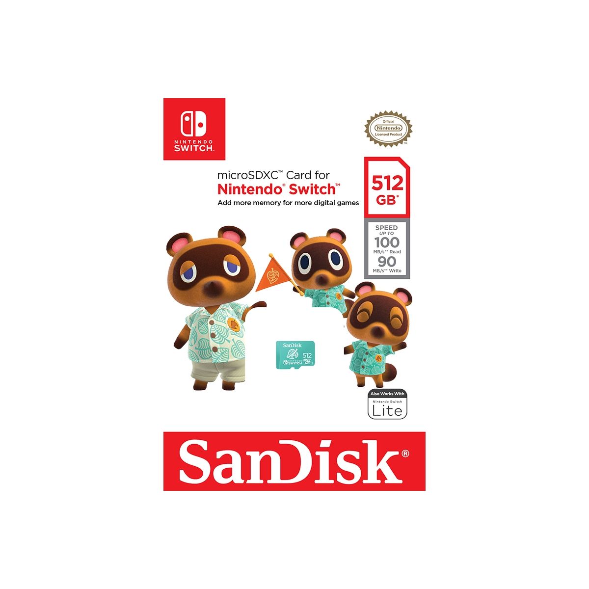 Carte Micro SD Nintendo Switch microSDXC 512Go couleur unique, SANDISK