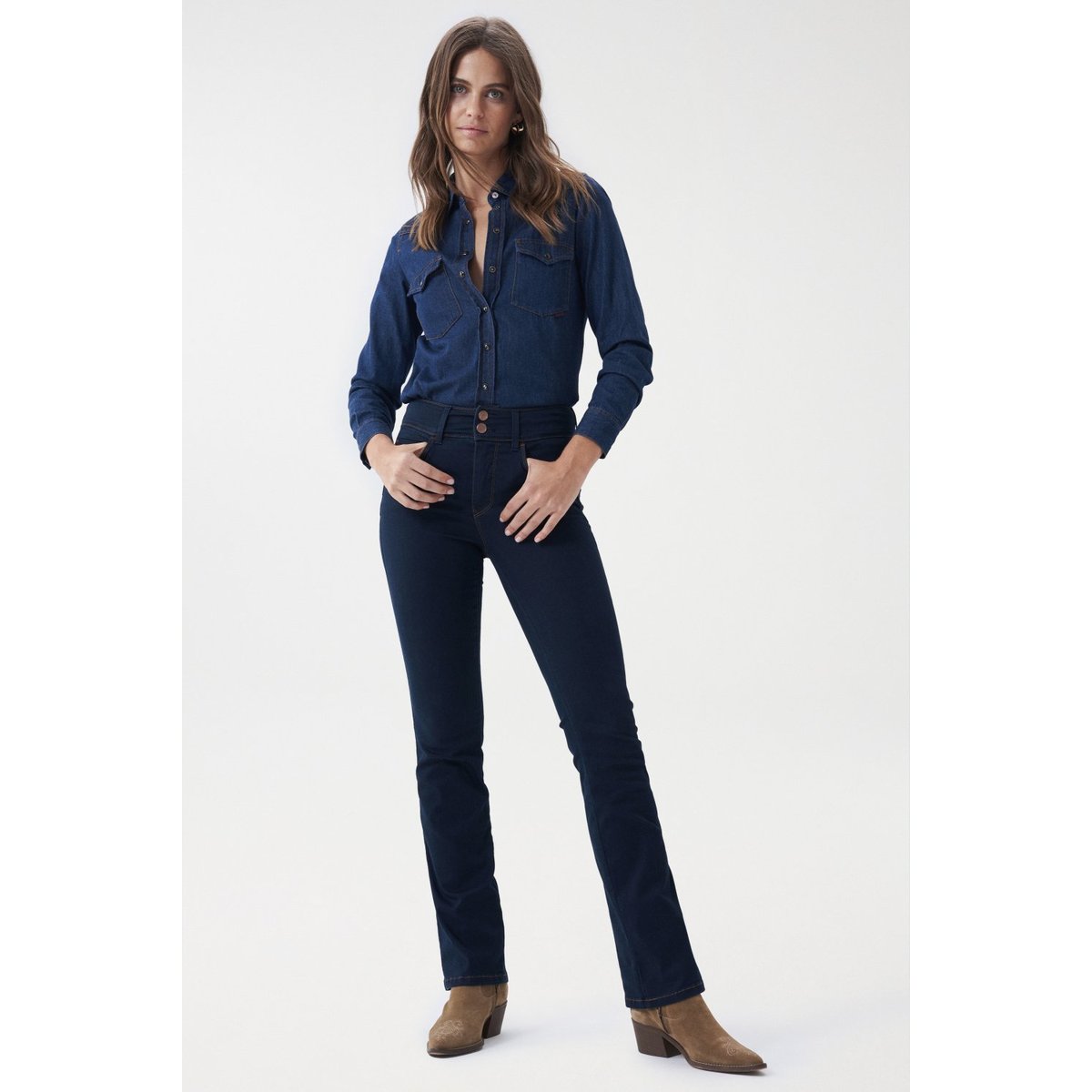 JEAN SECRET PUSH IN BOOTCUT TOUCHER DOUX bleu, SALSA JEANS