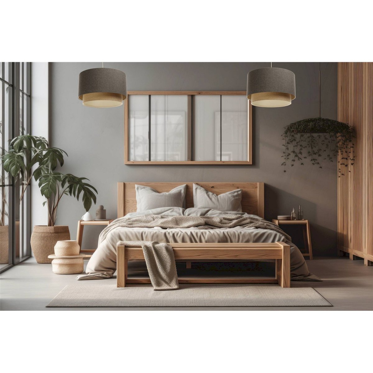 Suspension ronde en tissu style boho Elegant beige crème texturé, BPS KONCEPT