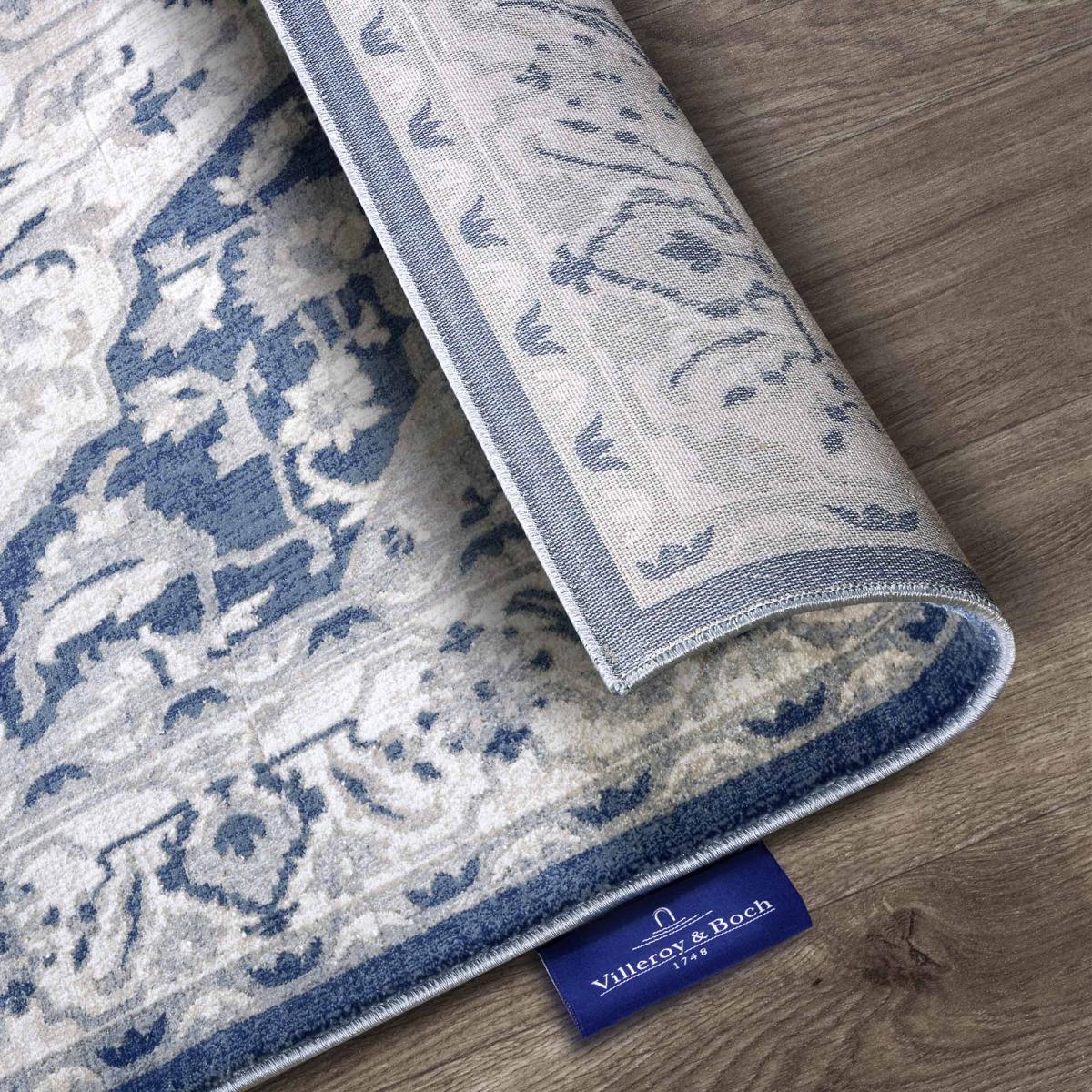 Tapis d'orient, motif oriental, GABRIELLE, entretien facile crème, bleu, UN AMOUR DE TAPIS