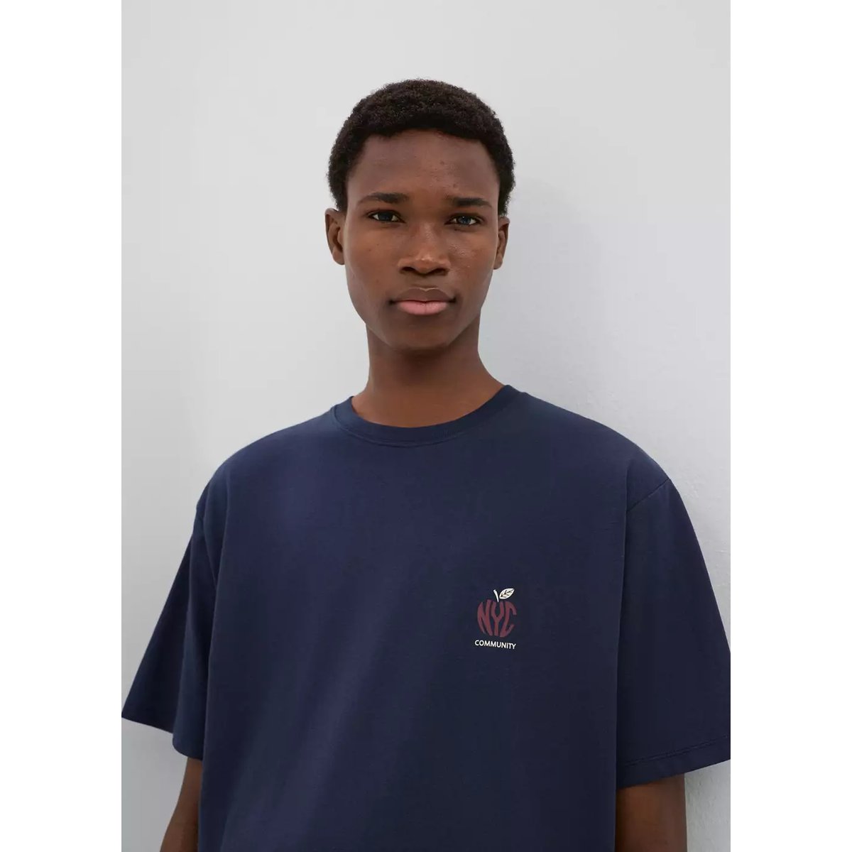 T-shirt en coton avec imprimé graphique NYC bleu marine, MANGO TEEN