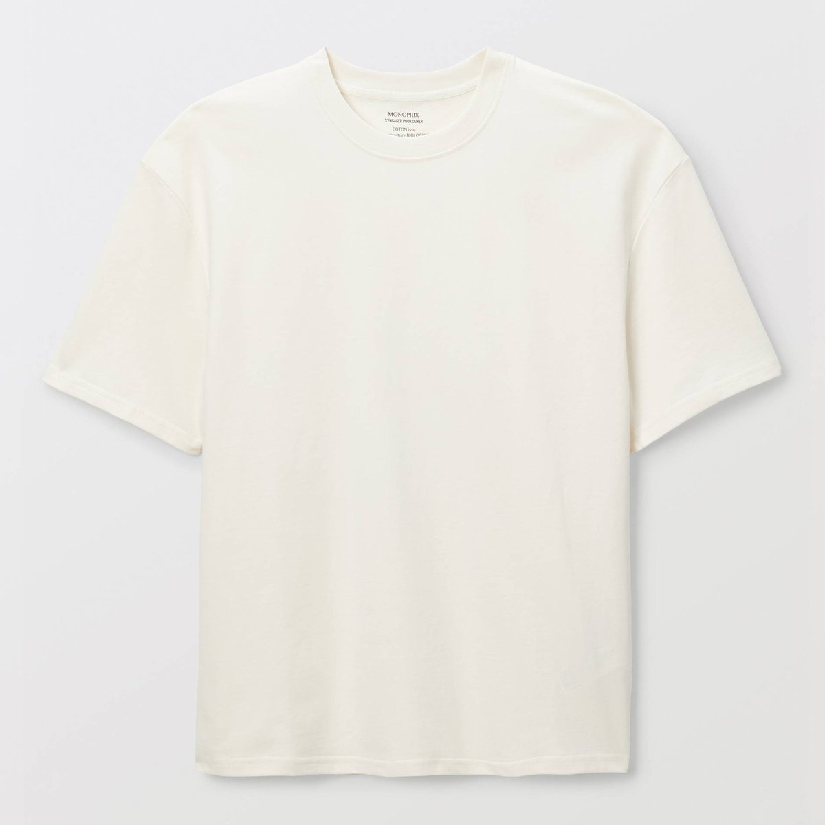 T-shirt à manches courtes imprimé au dos en coton BIO GOTS naturel, MONOPRIX