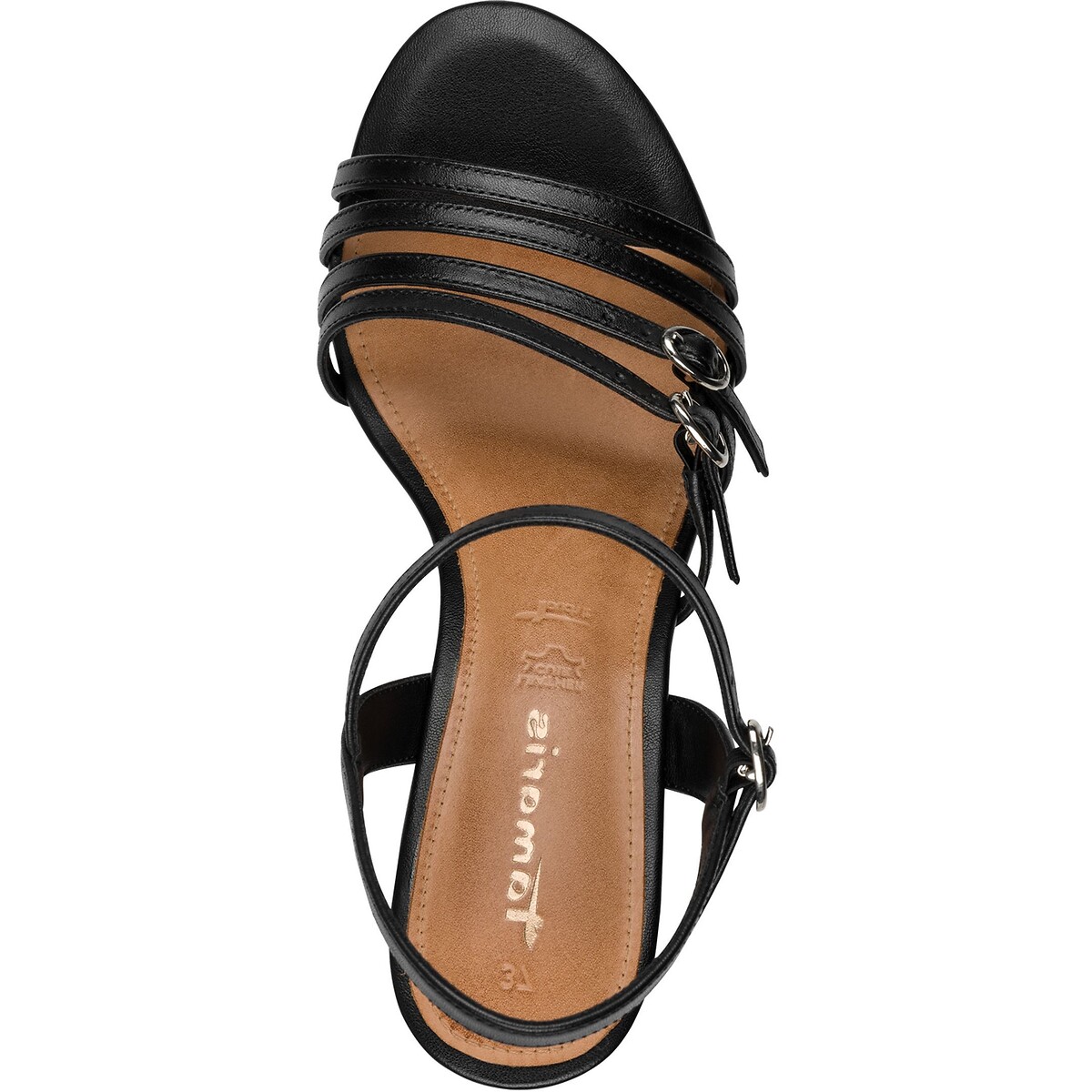 Sandali con tacchi, in pelle nero , TAMARIS