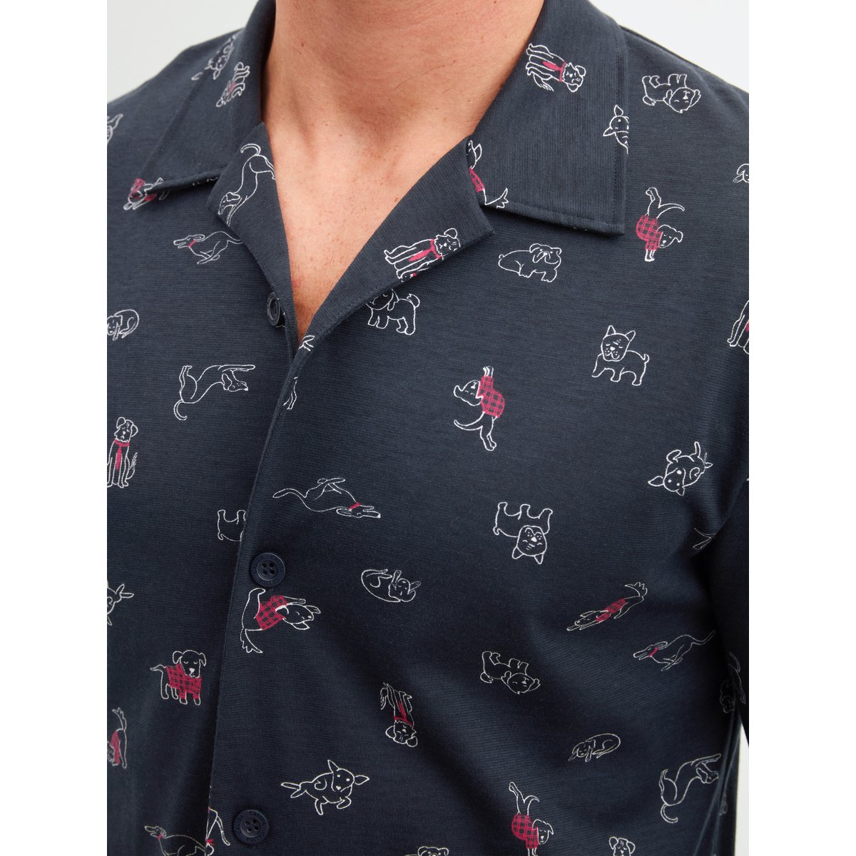 Pyjama boutonné manches longues Coton FAMILY & FRIENDS saphir foncé, CALIDA