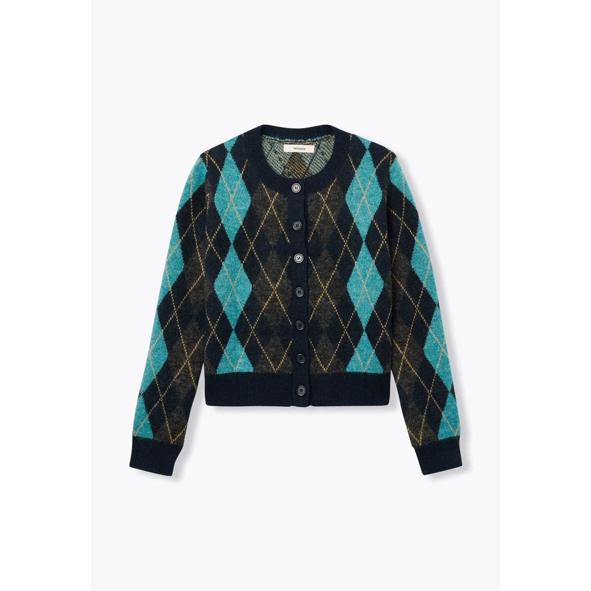 Cardigan à carreaux argyll imprimé bleu, PROMOD