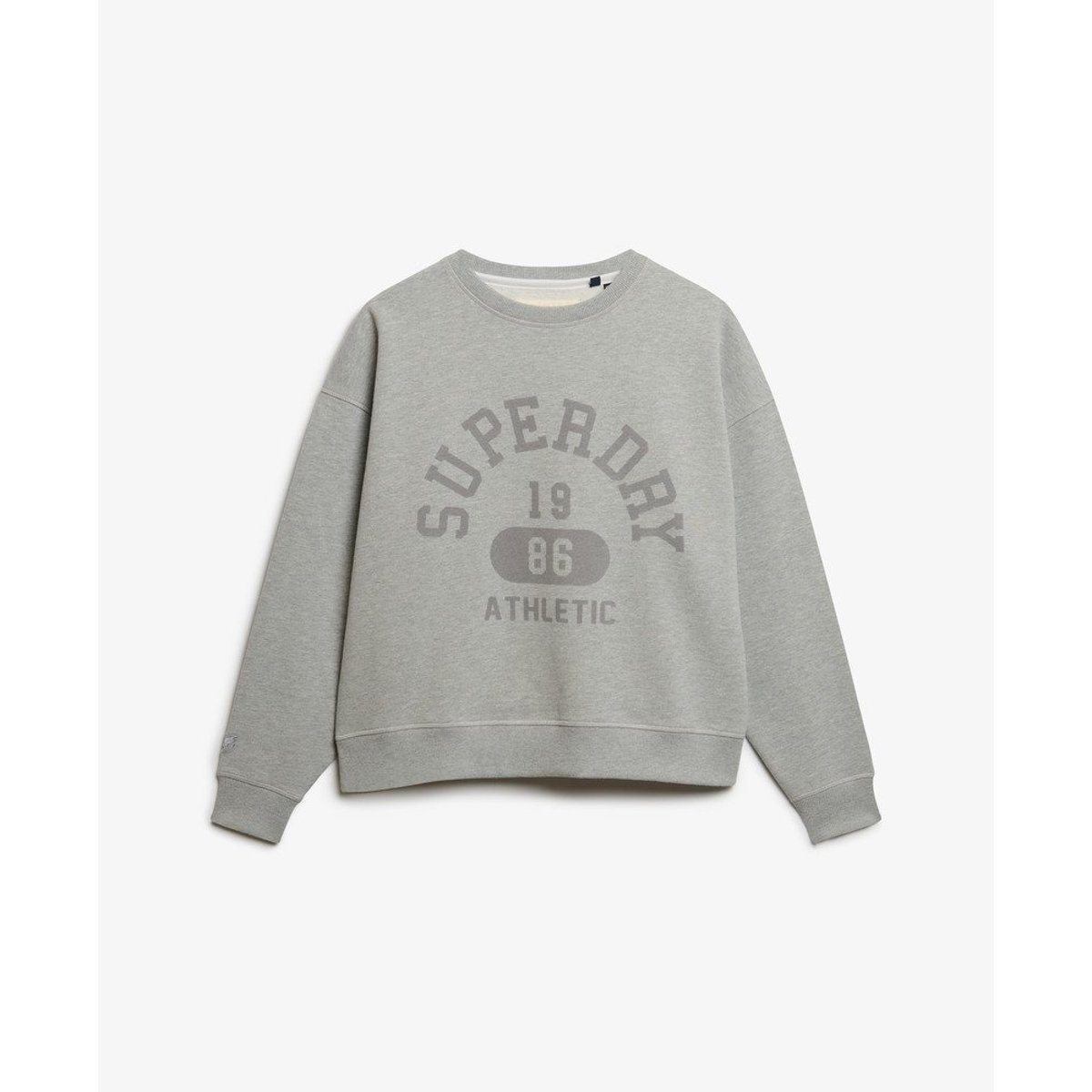 Athletic Essentials Sweat-shirt Ample Col Rond gris chiné, SUPERDRY
