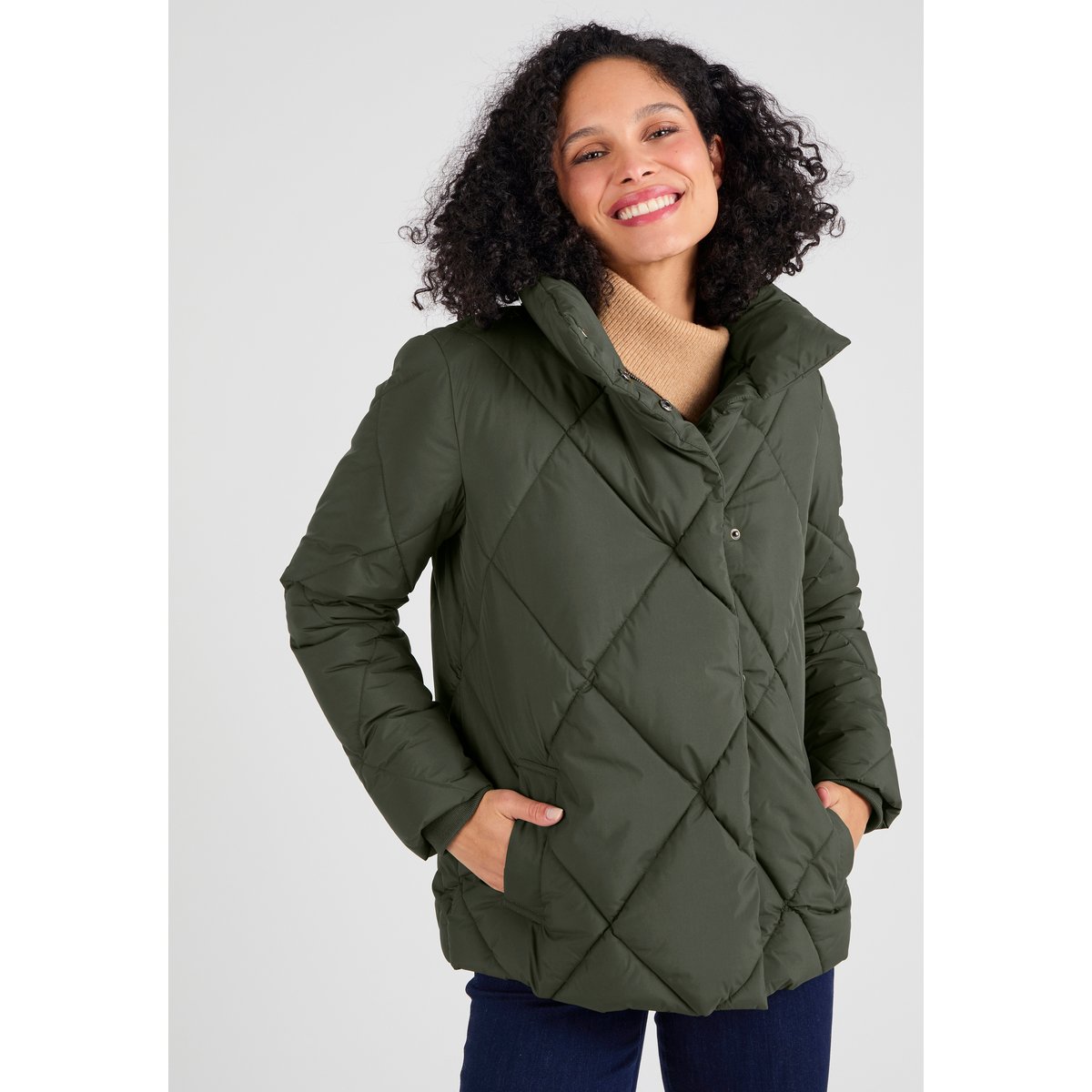 Parka fermeture asymétrique Thermolactyl vert kaki, DAMART