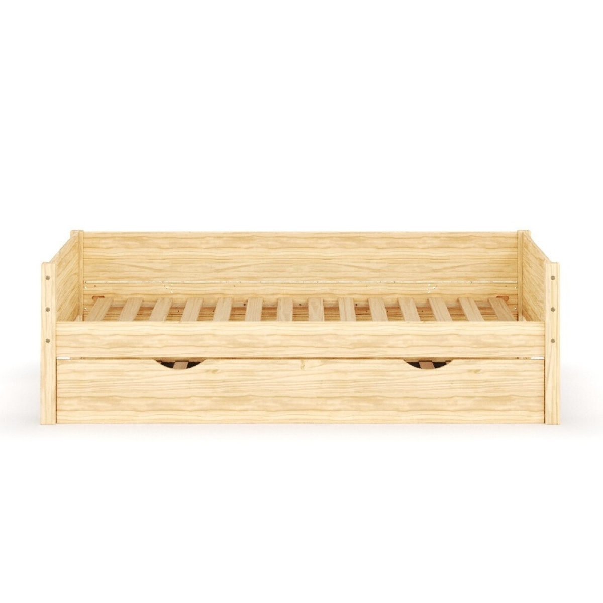 Pack lit banquette gigogne avec matelas Bois massif LOUW bois naturel, AKITEN RETAIL