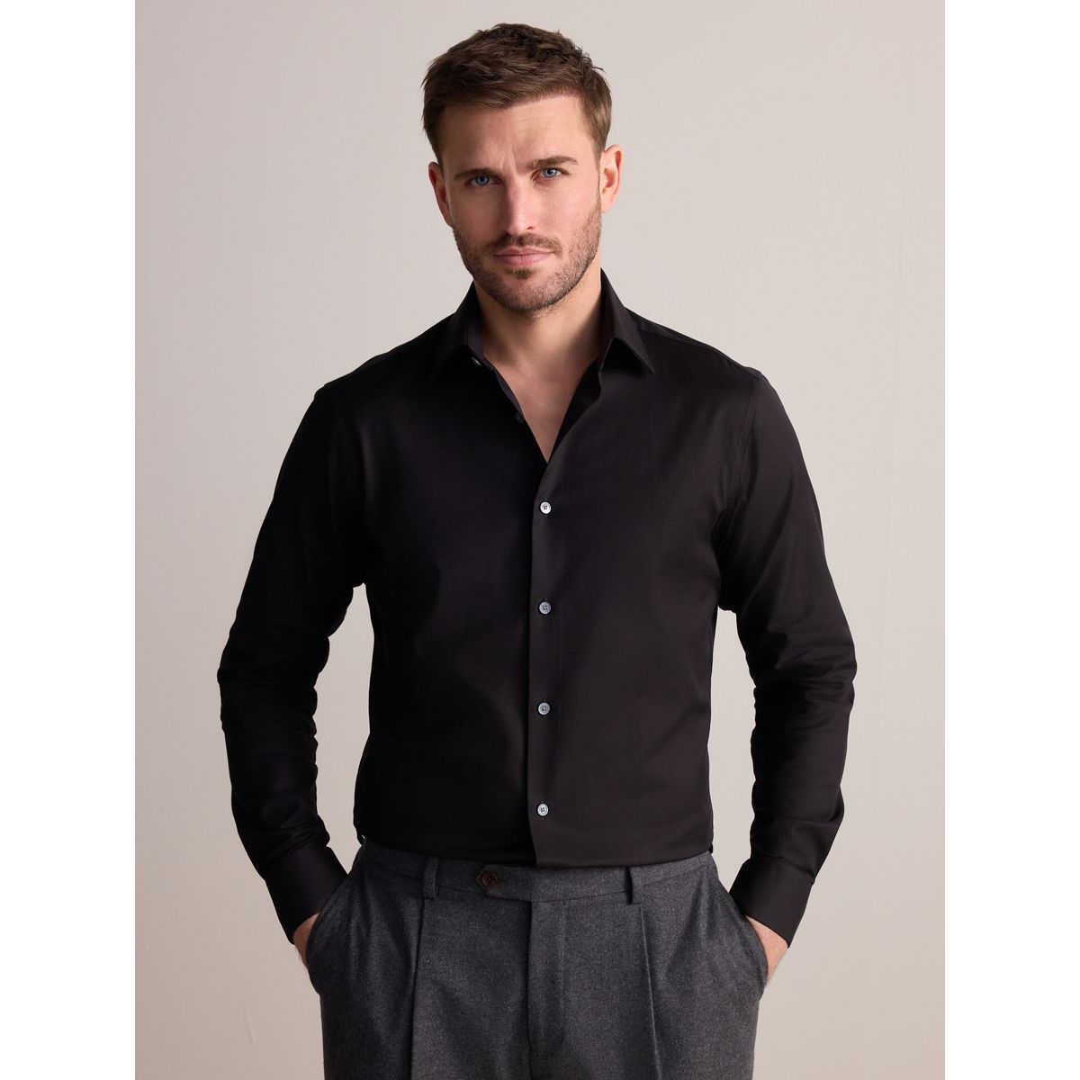 Chemise coton texturé signature noir, NEXT