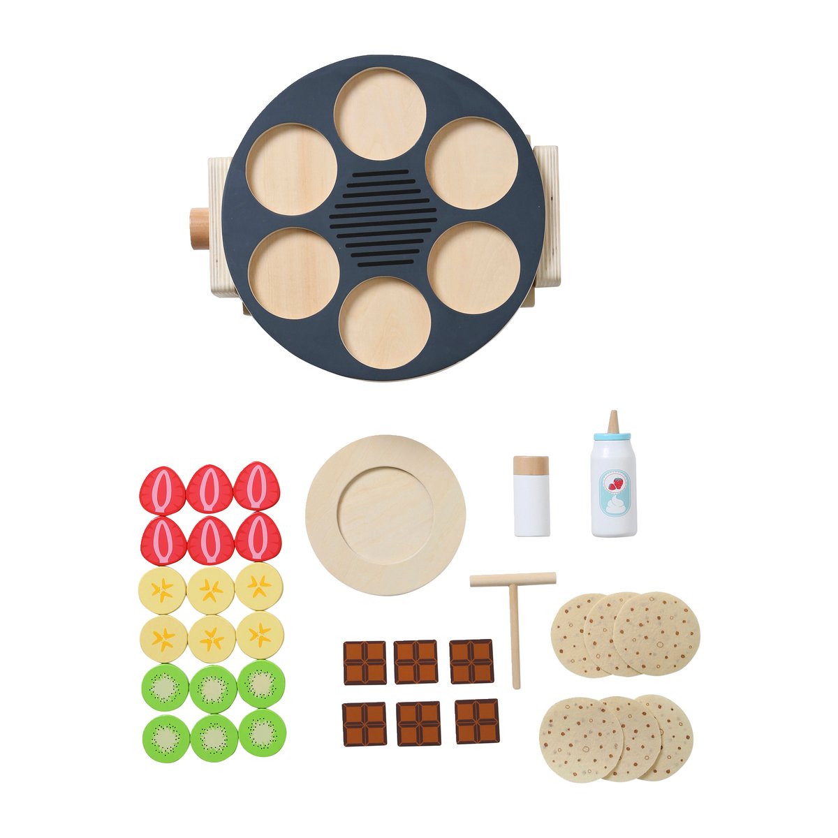 Set crêpes party en bois gris, VERTBAUDET