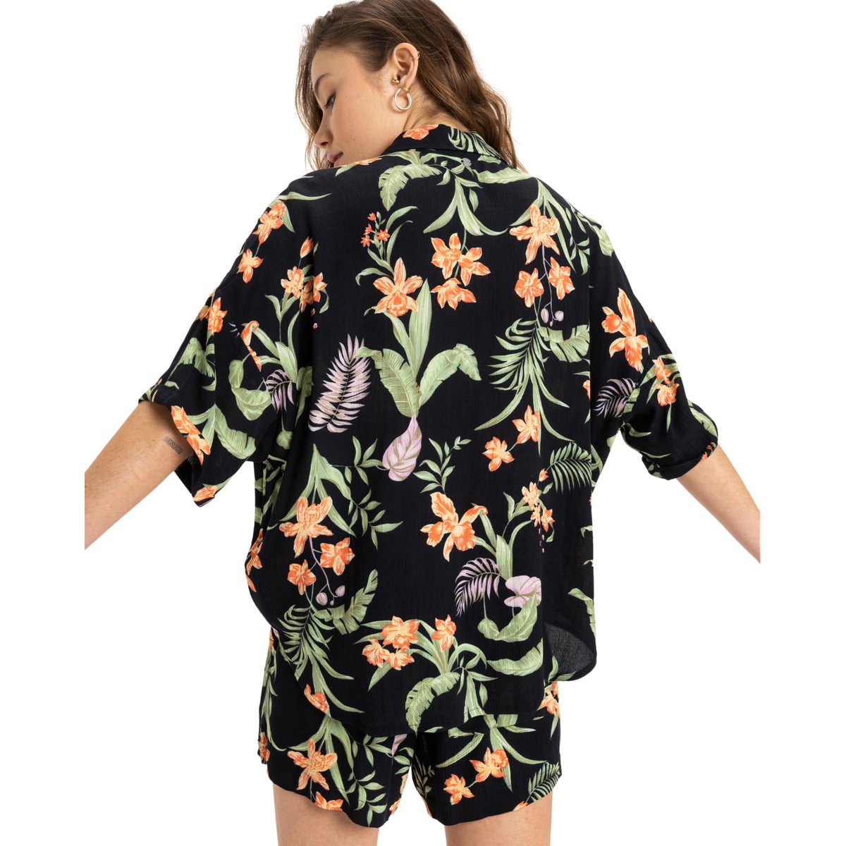 Chemise à manches courtes BEACH NOSTALGIA. noir anthracite island escape, ROXY