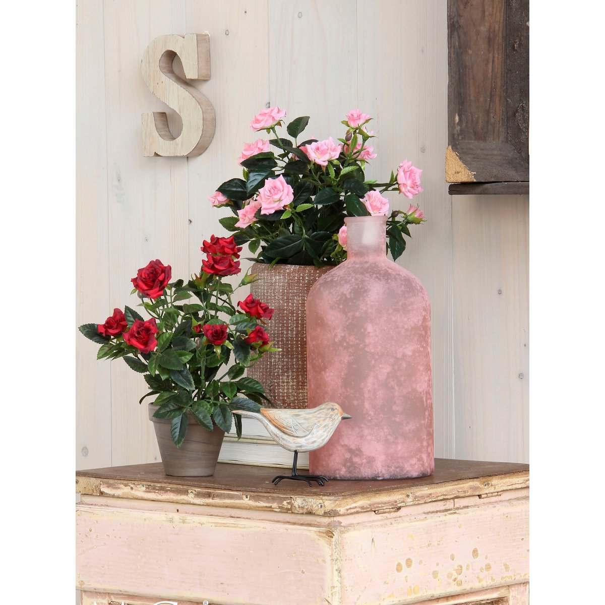 Plante artificielle ROSEBUSH rouge, MICA DECORATIONS