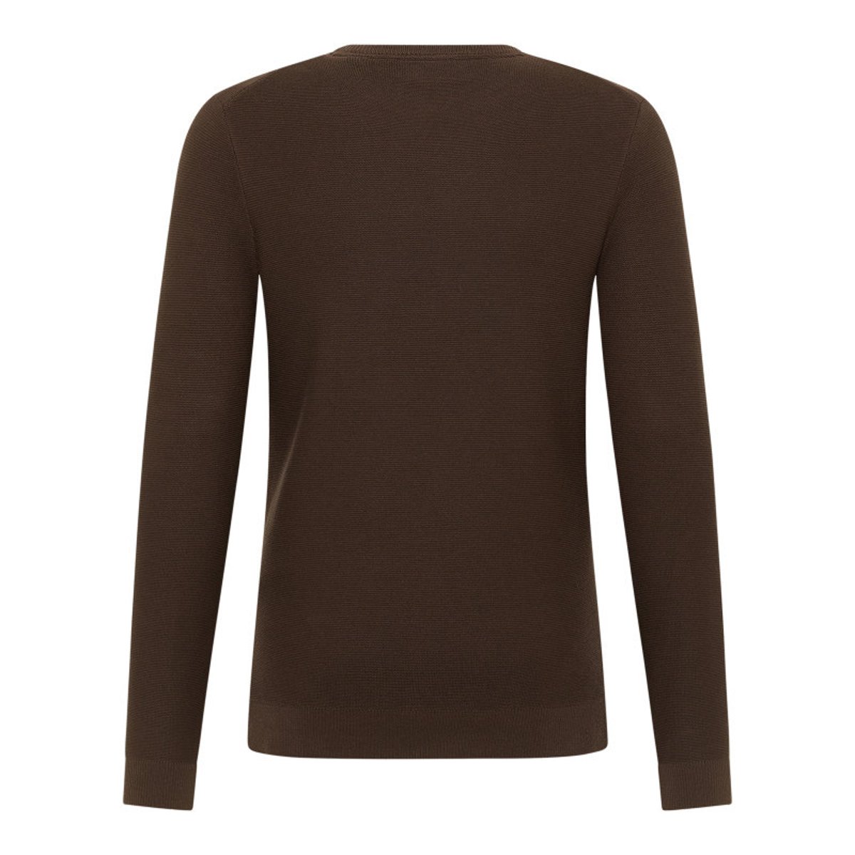 Pull en coton kaki uni avec une coupe droite et un col rond chocolat, MUSTANG