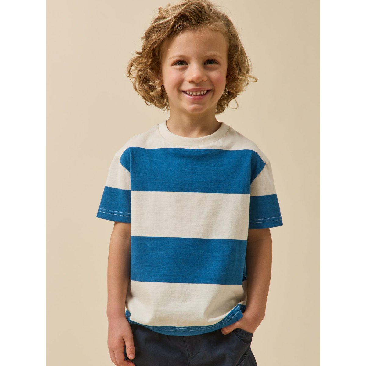T-shirt rayée  - coton biologique rayure bleue, CYRILLUS